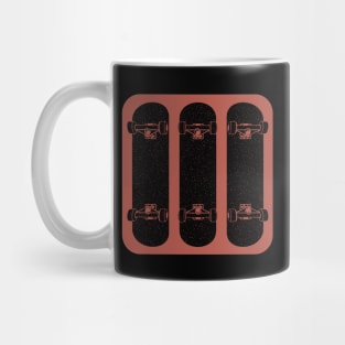 Three Skateboards on Red Mug